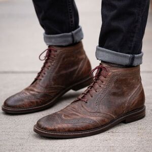 Allen Edmonds Brown Dalton Leather Oxford Wingtip Boots Shoes   Mens Size 11